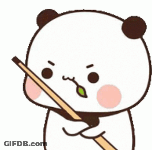 Cartoon Panda Holding Leaf In Mouth GIF