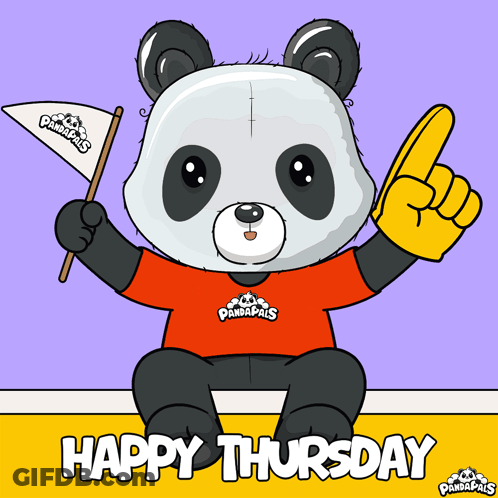Cartoon Panda In Red Shirt With Pandapaws GIF