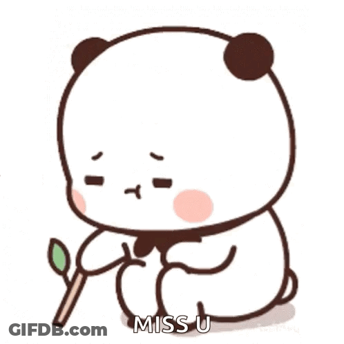 Cartoon Panda Sitting Holding Stick Saying Miss You GIF