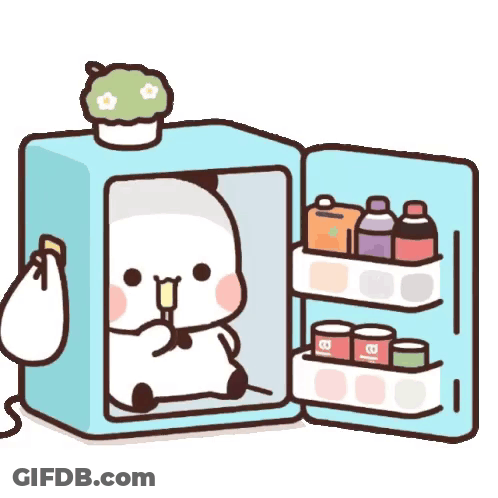 Cartoon Panda Sitting In Refrigerator GIF