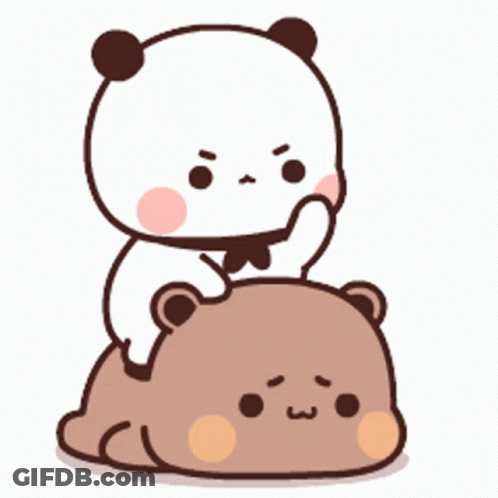 Cartoon Panda Sitting On Another Bear GIF