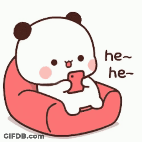 Cartoon Panda Sitting On Bean Bag Eating Candy GIF