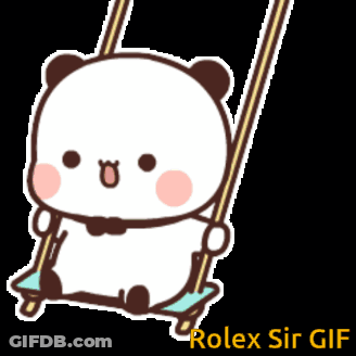 Cartoon Panda Sitting On Swing GIF