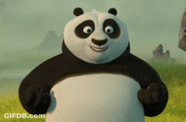 Cartoon Panda Standing In Field With Arms Outstretched GIF