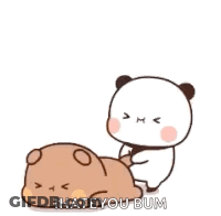 Cartoon Panda Standing Next To Lying Bear GIF