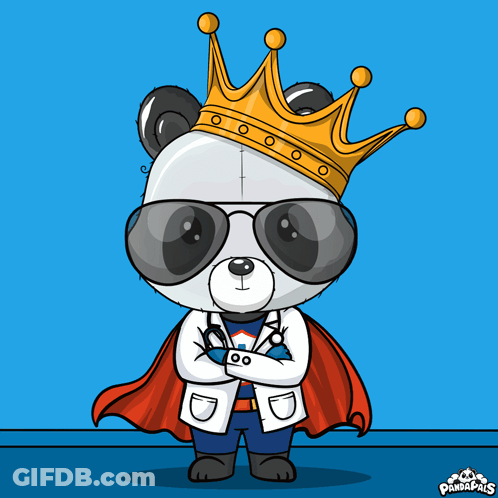 Cartoon Panda Wearing Crown And Cape GIF