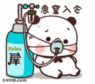Cartoon Panda Wearing Oxygen Mask Next To Rolex GIF