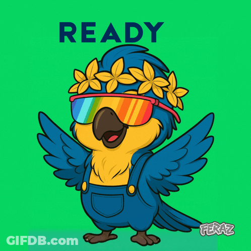 Cartoon Parrot Wearing Sunglasses And Overalls GIF