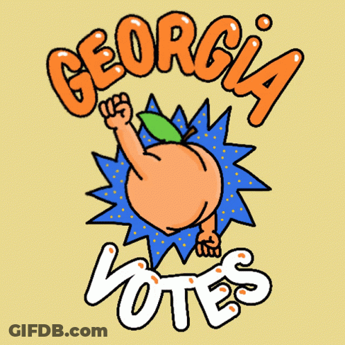 Cartoon Peach Saying Georgia Votes GIF