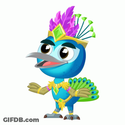 Cartoon Peacock With Crown GIF