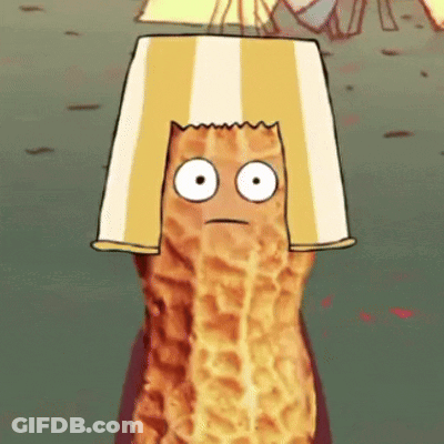 Cartoon Peanut Wearing Striped Hat GIF
