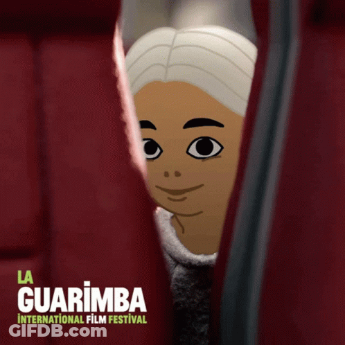 Cartoon Peeking Behind Red Curtain La Guarimba GIF