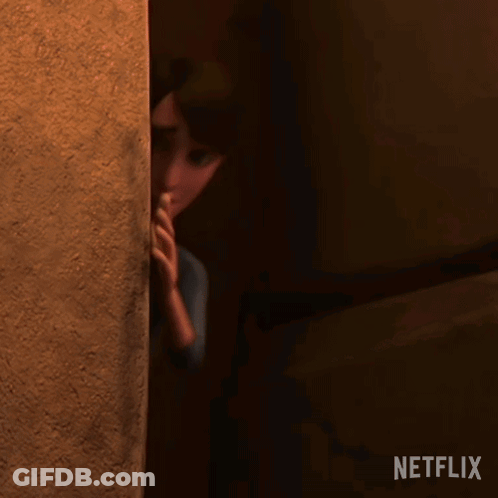 Cartoon Peeking From Behind Wall Ummm Netflix GIF