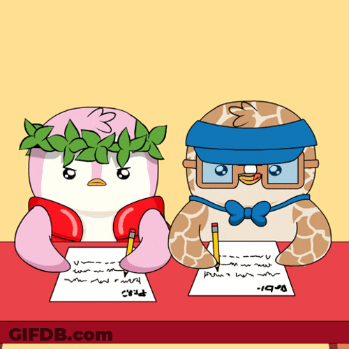 Cartoon Penguin Copy Each Other GIF