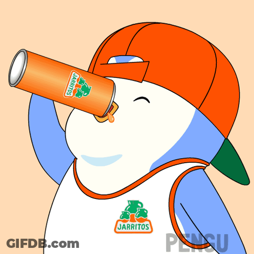 Cartoon Penguin Drinking Jarritos Juice GIF