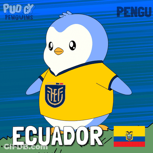 Cartoon Penguin From Ecuador In Yellow Jersey GIF