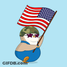 Cartoon Penguin Holding American Flag GIF