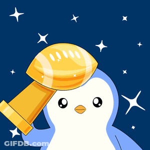 Cartoon Penguin Holding Trophy GIF