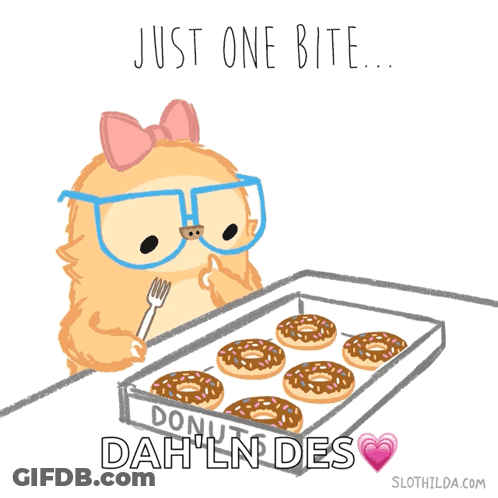 Cartoon Penguin Holding Two Donuts GIF