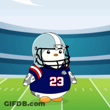 Cartoon Penguin In Helmet And Jersey Number 23 GIF