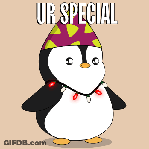 Cartoon Penguin In Party Hat Saying You're Special GIF