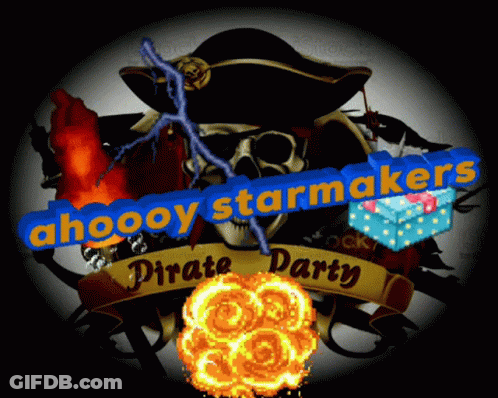 Cartoon Penguin In Pirate Hat Holding Coffee GIF