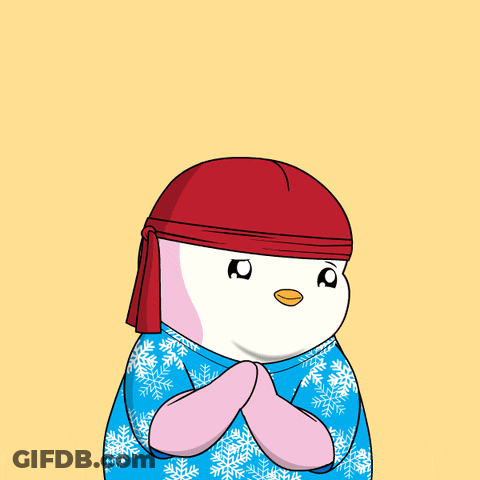 Cartoon Penguin In Red Headband Saying You Did It GIF