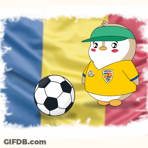 Cartoon Penguin In Romania Jersey GIF