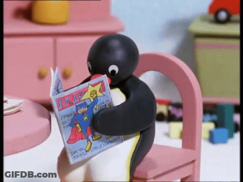 Cartoon Penguin Reading Magazine Gallo GIF