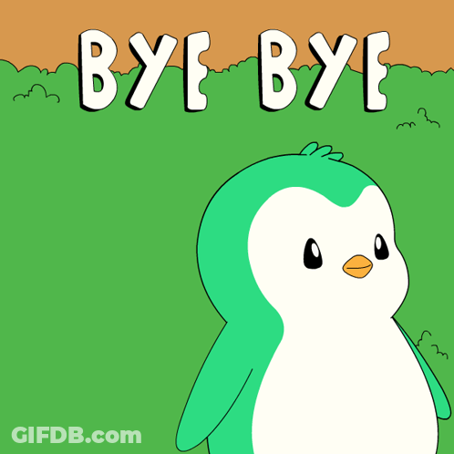 Cartoon Penguin Saying Bye Bye In Field GIF