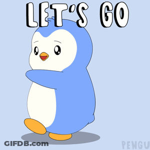 Cartoon Penguin Saying Let's Go GIF