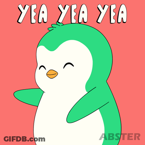 Cartoon Penguin Saying Yea Yea Yea GIF
