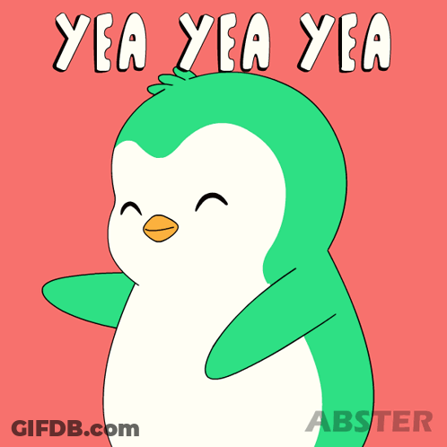 Cartoon Penguin Saying Yea Yea Yea GIF