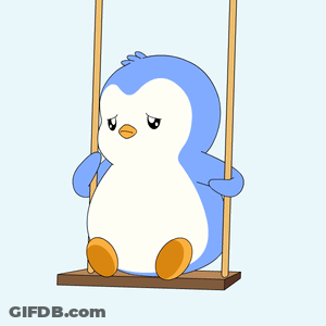 Cartoon Penguin Sitting On Swing GIF