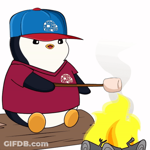 Cartoon Penguin Smores Night GIF