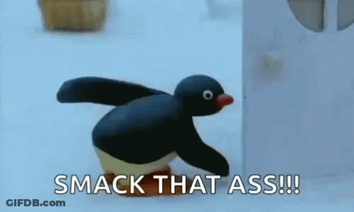 Cartoon Penguin Standing In Snow Smack That Ass GIF