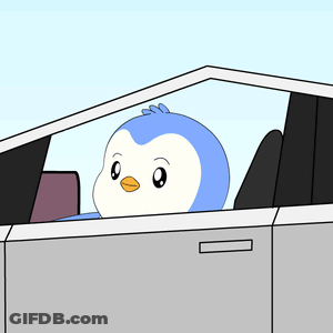 Cartoon Penguin Sticking Head Out Car Window GIF