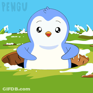 Cartoon Penguin Sticking Head Out Of Hole Pengu GIF