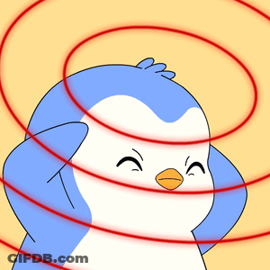 Cartoon Penguin Surrounded By Red Circles GIF