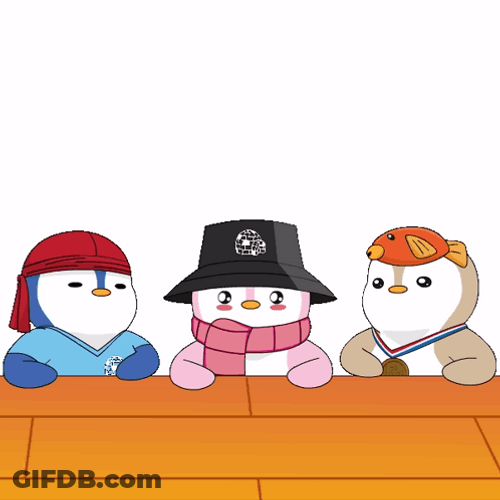 Cartoon Penguin Team High Five GIF