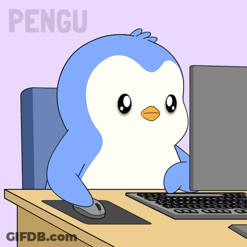 Cartoon Penguin Using Computer GIF
