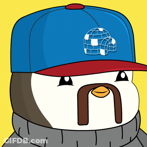 Cartoon Penguin Wearing Blue Hat GIF