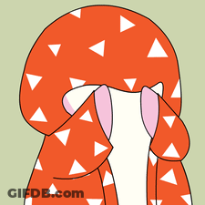 Cartoon Penguin Wearing Red And White Triangle Blanket GIF