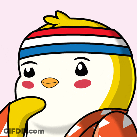 Cartoon Penguin Wearing Red White Blue Headband GIF