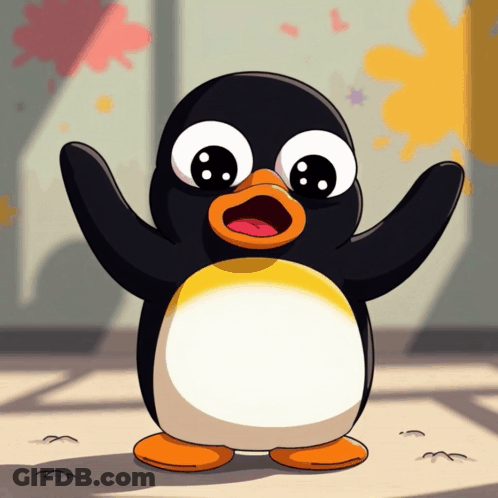 Cartoon Penguin With Arms Outstretched GIF