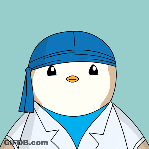Cartoon Penguin With Blue Headband And White Shirt GIF