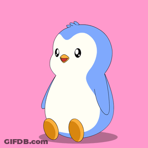 Cartoon Penguin With Green Cloud GIF