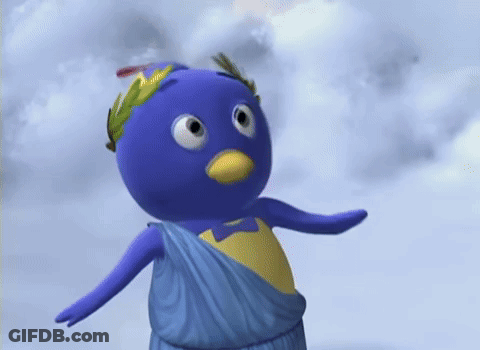 Cartoon Penguin With Laurel Wreath GIF