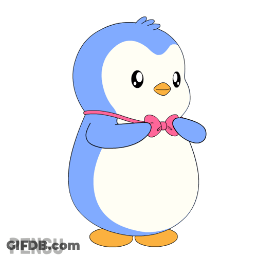 Cartoon Penguin With Pink Bow Tie Saying Pengu GIF