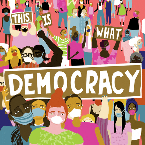 Cartoon People's Riot For Democracy GIF